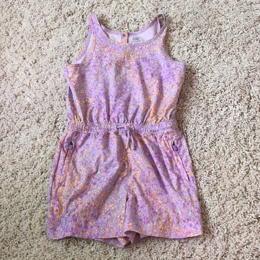 Girls' Purple and Orange Sleeveless Romper athletic girl